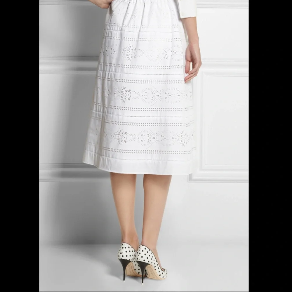 J. Crew Laser-Cut Poplin Midi Skirt - Picture 2 of 9